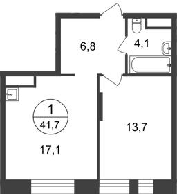 Квартира 41,7 м², 1-комнатная - изображение 1