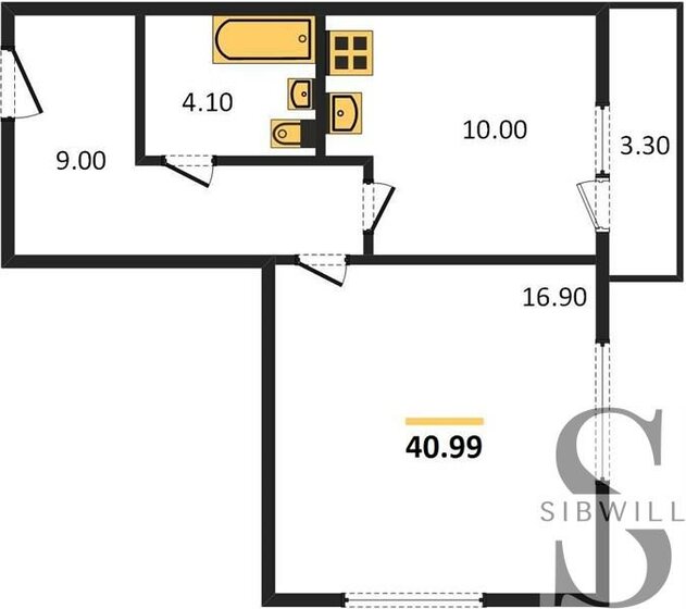 41 м², 1-комнатная квартира 5 100 000 ₽ - изображение 1