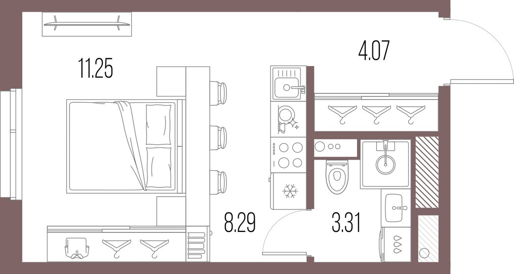 26,6 м², квартира-студия 9 077 420 ₽ - изображение 16