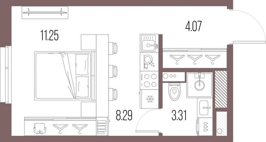 28 м², квартира-студия 9 805 600 ₽ - изображение 11
