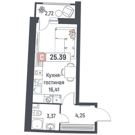 Квартира 25,4 м², студия - изображение 1