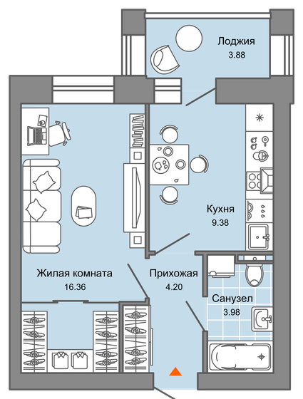 36 м², 1-комнатная квартира 4 572 150 ₽ - изображение 15