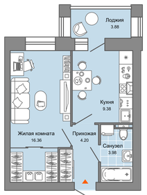 Квартира 36 м², 1-комнатная - изображение 1