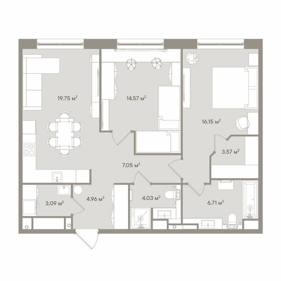 79,9 м², 3-комнатные апартаменты 68 137 640 ₽ - изображение 1