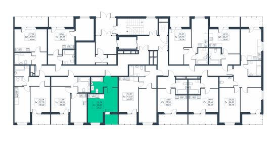 44,5 м², 1-комнатная квартира 6 945 120 ₽ - изображение 30