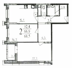 Квартира 70,1 м², 2-комнатная - изображение 1