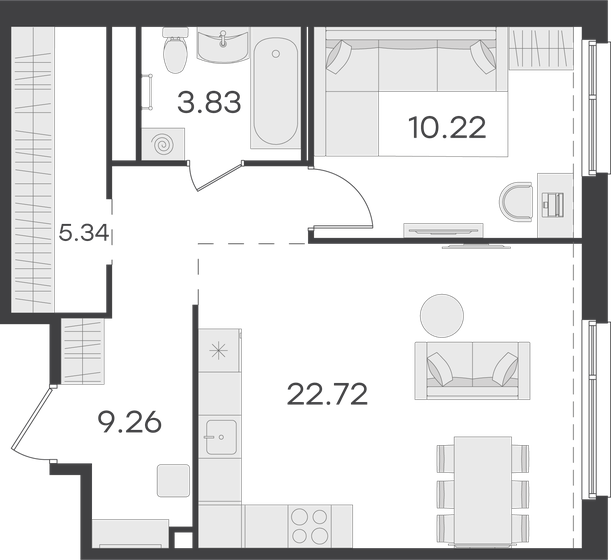 51,4 м², 1-комнатная квартира 8 979 999 ₽ - изображение 1