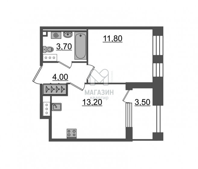 34,3 м², 1-комнатная квартира 12 075 000 ₽ - изображение 1