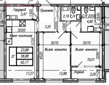 57 м², 2-комнатная квартира 5 900 000 ₽ - изображение 93