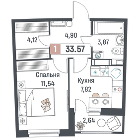 34 м², 1-комнатная квартира 5 353 268 ₽ - изображение 1