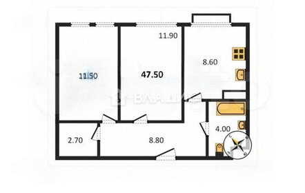 Квартира 48,3 м², 2-комнатная - изображение 1