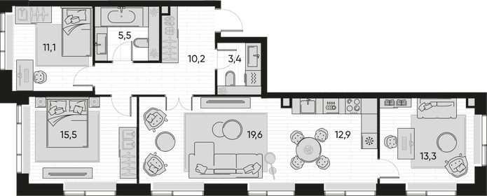 334 м², 5-комнатная квартира 180 382 992 ₽ - изображение 141