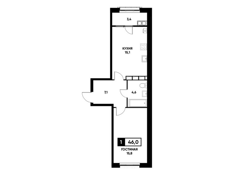 45 м², 2-комнатная квартира 3 750 000 ₽ - изображение 70