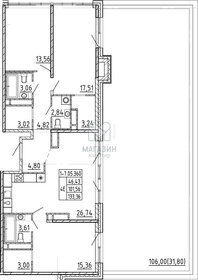 Квартира 133,4 м², 3-комнатная - изображение 2