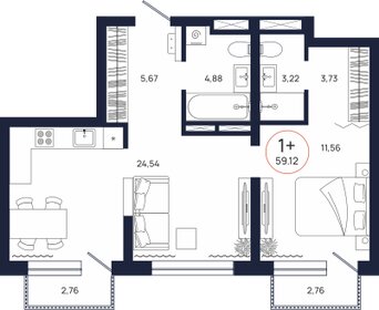 52,1 м², 1-комнатная квартира 6 900 000 ₽ - изображение 47