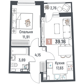 39,2 м², 1-комнатная квартира 6 649 368 ₽ - изображение 55