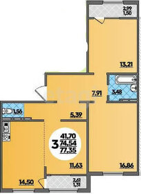 Квартира 74,6 м², 2-комнатная - изображение 1