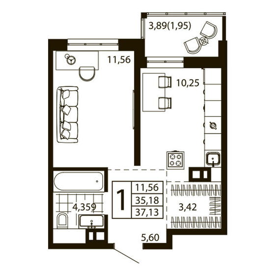 25 м², 1-комнатная квартира 4 800 000 ₽ - изображение 107