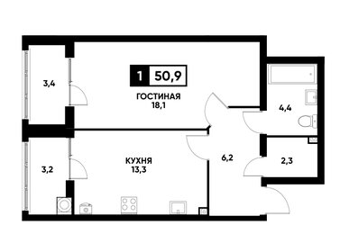 51,2 м², 1-комнатная квартира 4 945 920 ₽ - изображение 15