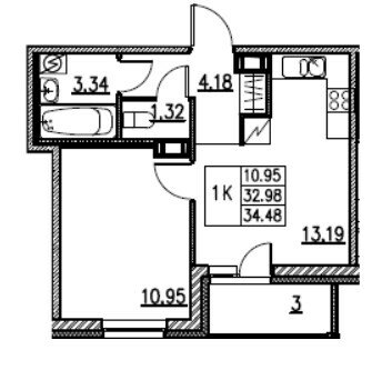 34,5 м², 1-комнатная квартира 6 500 000 ₽ - изображение 1