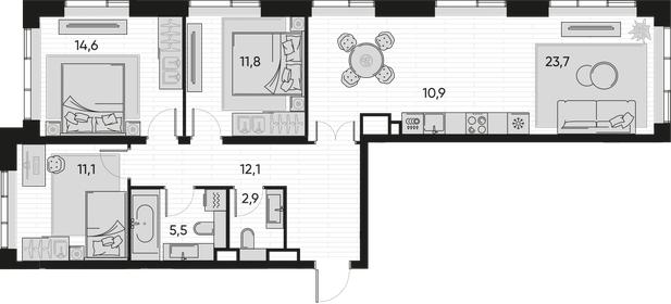 99 м², 4-комнатная квартира 45 000 000 ₽ - изображение 131