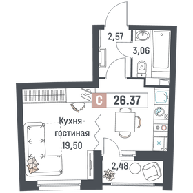 25,4 м², квартира-студия 4 078 305 ₽ - изображение 9