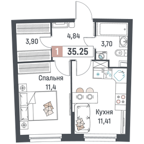 35,7 м², 1-комнатная квартира 5 477 910 ₽ - изображение 11
