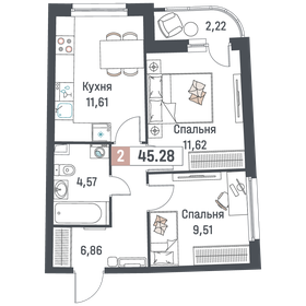 55,3 м², 2-комнатная квартира 7 400 000 ₽ - изображение 64