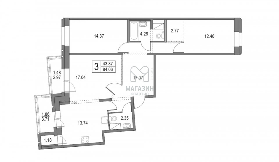 88 м², 3-комнатная квартира 18 800 000 ₽ - изображение 15