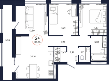 79,5 м², 2-комнатная квартира 9 873 000 ₽ - изображение 35