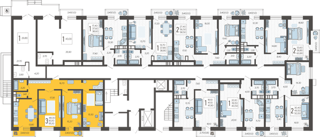 84,1 м², 3-комнатная квартира 11 967 430 ₽ - изображение 47