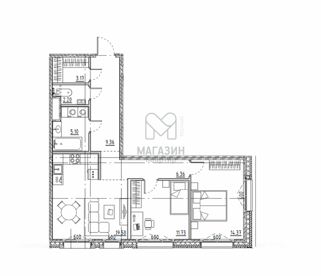 71,9 м², 2-комнатная квартира 24 500 000 ₽ - изображение 15