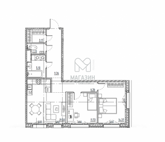 Квартира 71,9 м², 2-комнатная - изображение 1