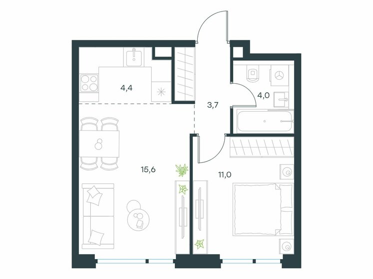 38,7 м², 2-комнатная квартира 19 423 092 ₽ - изображение 25