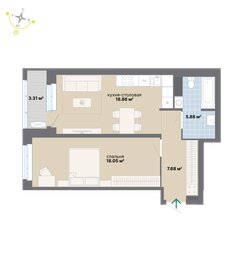 Квартира 53,8 м², 1-комнатная - изображение 1