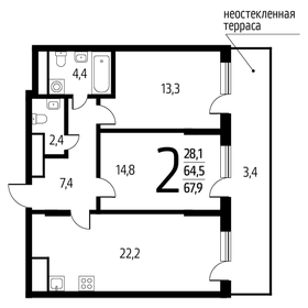 68,5 м², 2-комнатная квартира 16 912 650 ₽ - изображение 44