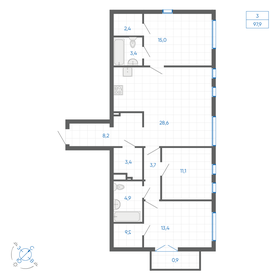 Квартира 97,9 м², 3-комнатная - изображение 1