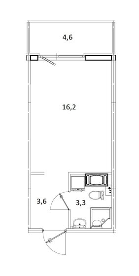 23,2 м², квартира-студия 3 750 000 ₽ - изображение 1