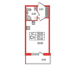 Квартира 25 м², студия - изображение 1