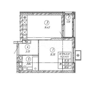 Квартира 38,6 м², 1-комнатная - изображение 1