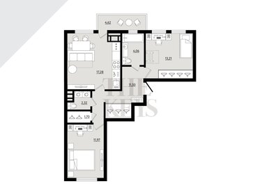 Квартира 63,4 м², 2-комнатная - изображение 1