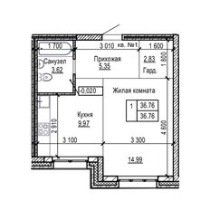 Квартира 36,8 м², 1-комнатная - изображение 4