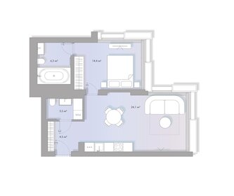 Квартира 53,2 м², 1-комнатные - изображение 1