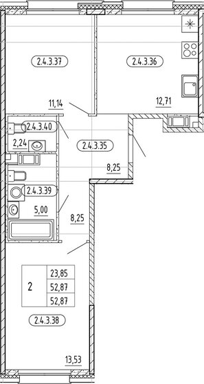 52,9 м², 2-комнатная квартира 8 100 000 ₽ - изображение 1