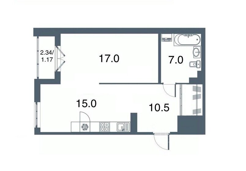 50 м², 1-комнатная квартира 14 990 000 ₽ - изображение 19