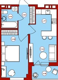 Квартира 44 м², 2-комнатная - изображение 1