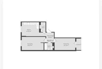 Квартира 58,8 м², 2-комнатная - изображение 1