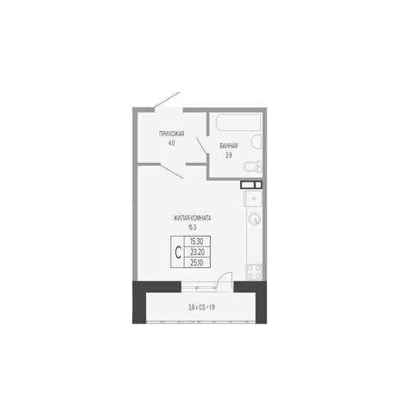 25,1 м², квартира-студия 6 396 484 ₽ - изображение 1