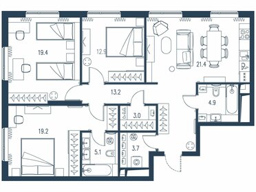 Квартира 102,8 м², 3-комнатная - изображение 1