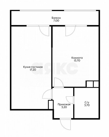 45 м², 1-комнатная квартира 6 100 000 ₽ - изображение 1